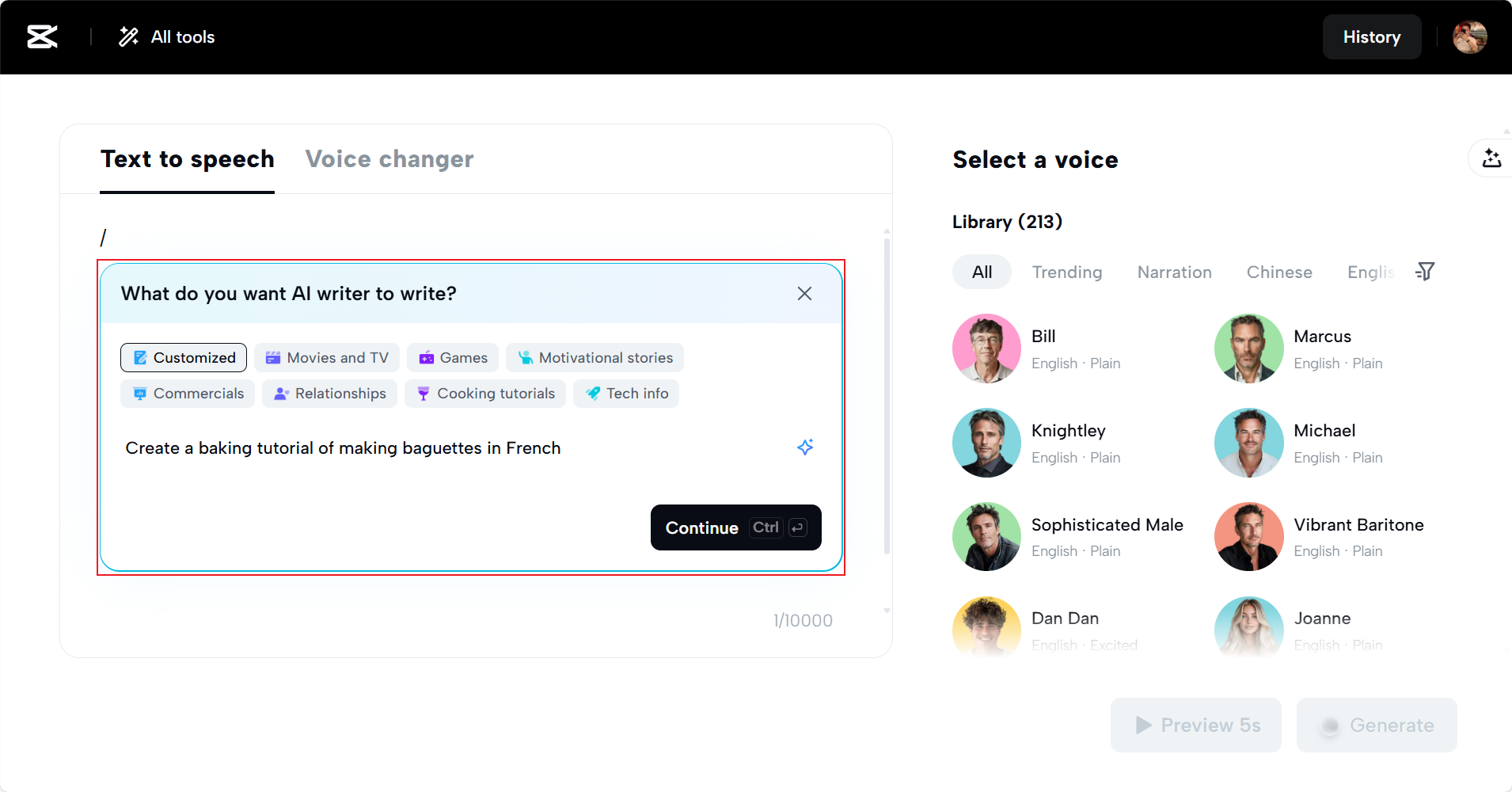 Téléchargez votre texte ou utilisez l'écrivain IA.