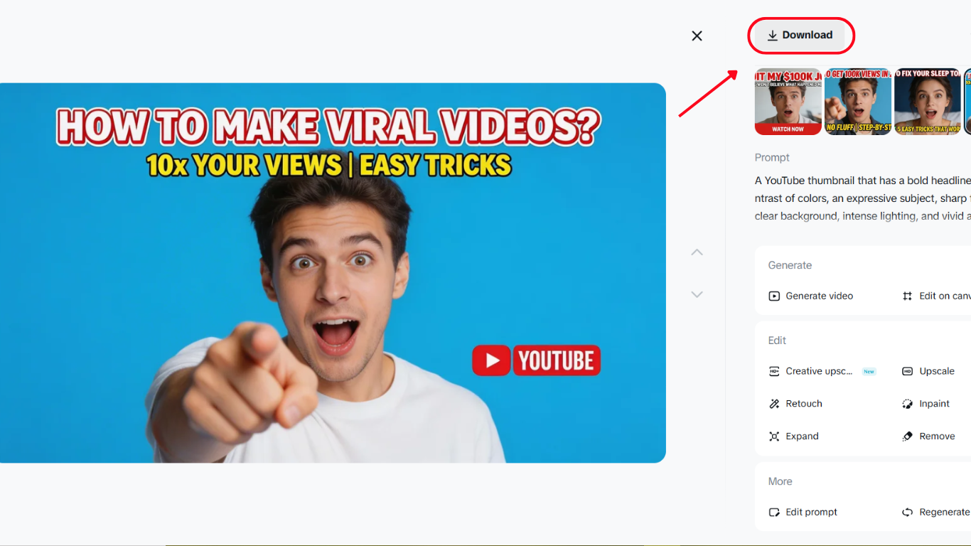 Preview and export the thumbnail design for social media