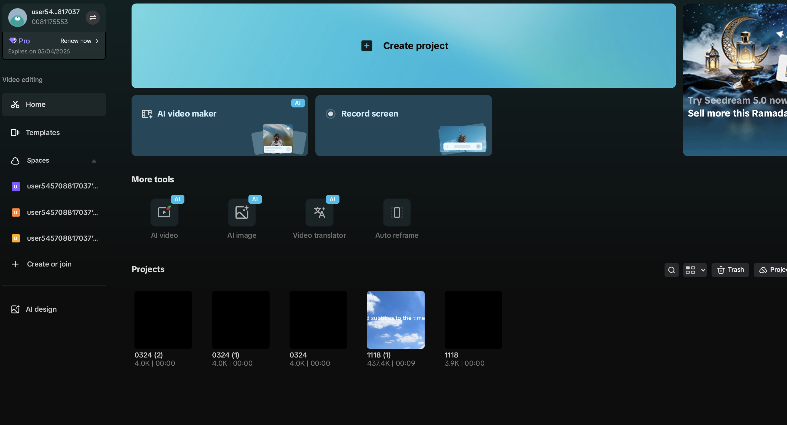 Pilih alat AI di CapCut Desktop
