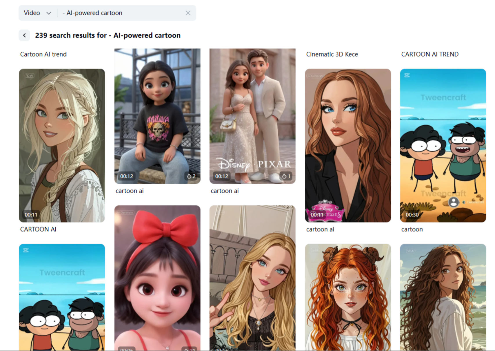 Ai cartoon effect capcut template example