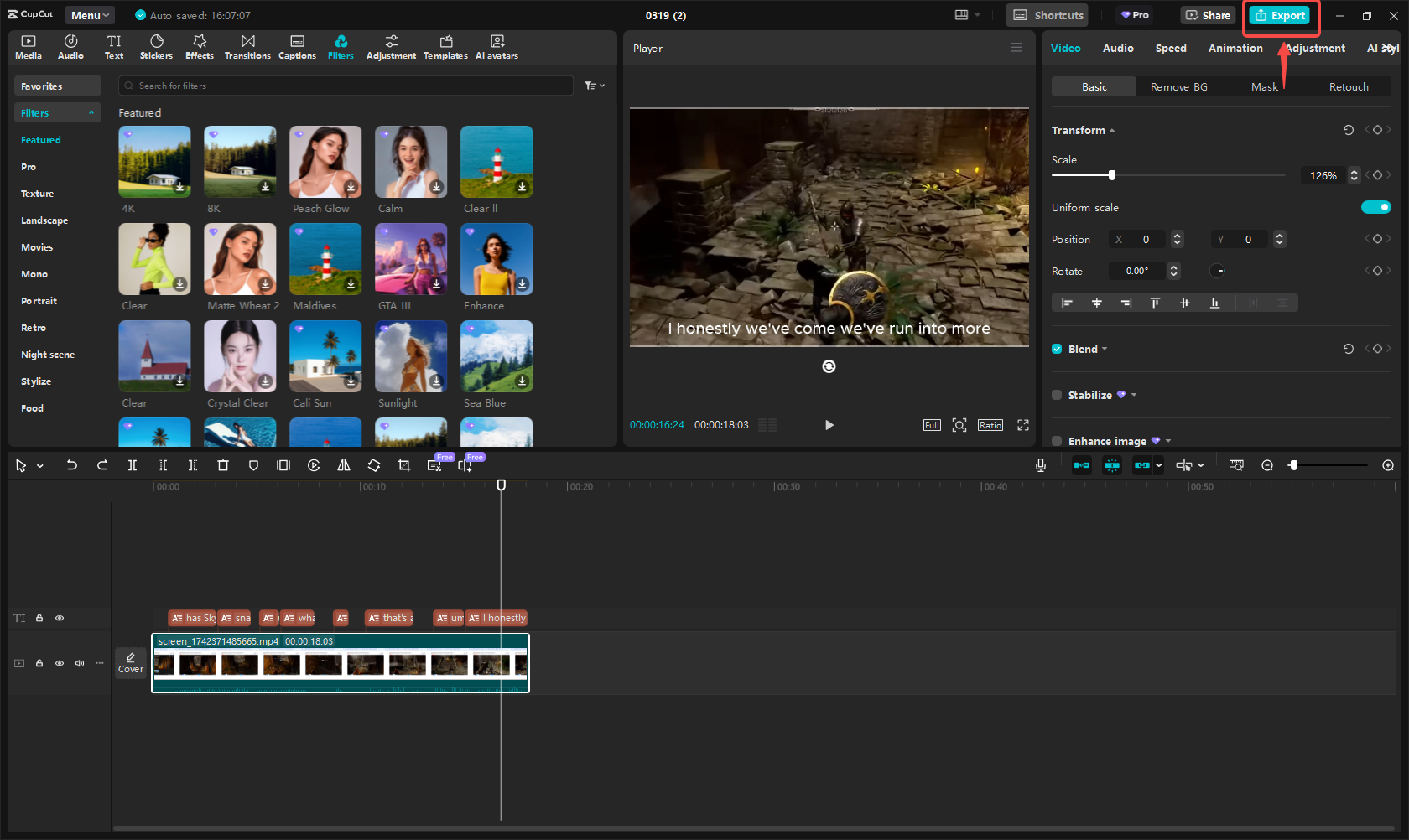 Exporter la vidéo dans CapCut