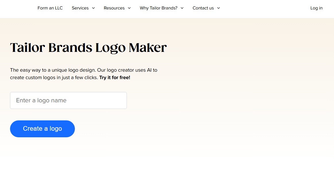 Tailor Brands interface
