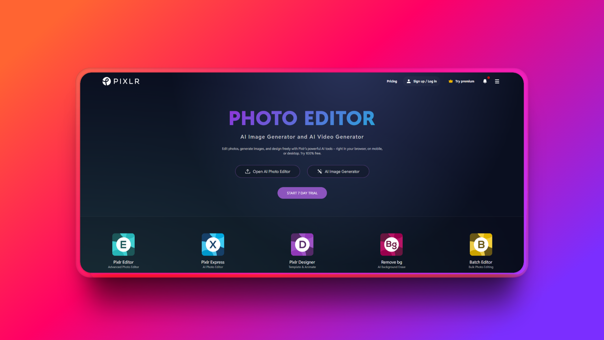 Pixlr's interface