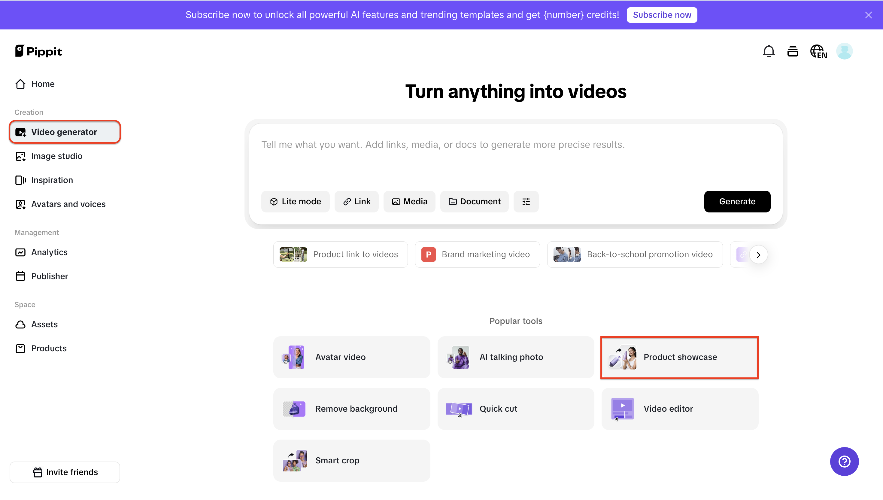 I-launch ang Product showcase