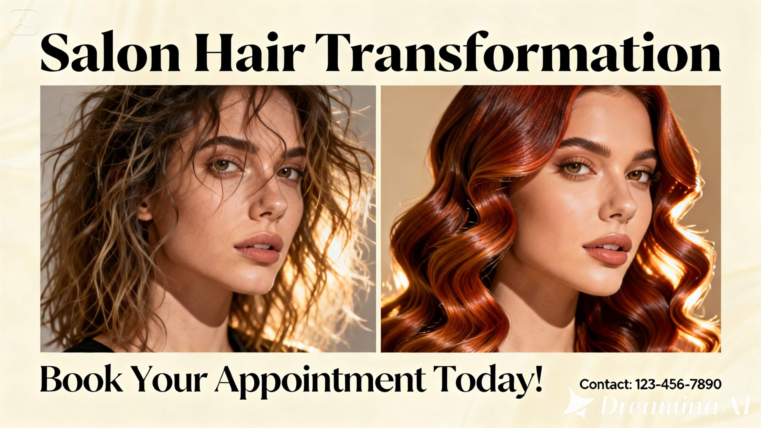 A before-and-after poster using a split-screen design