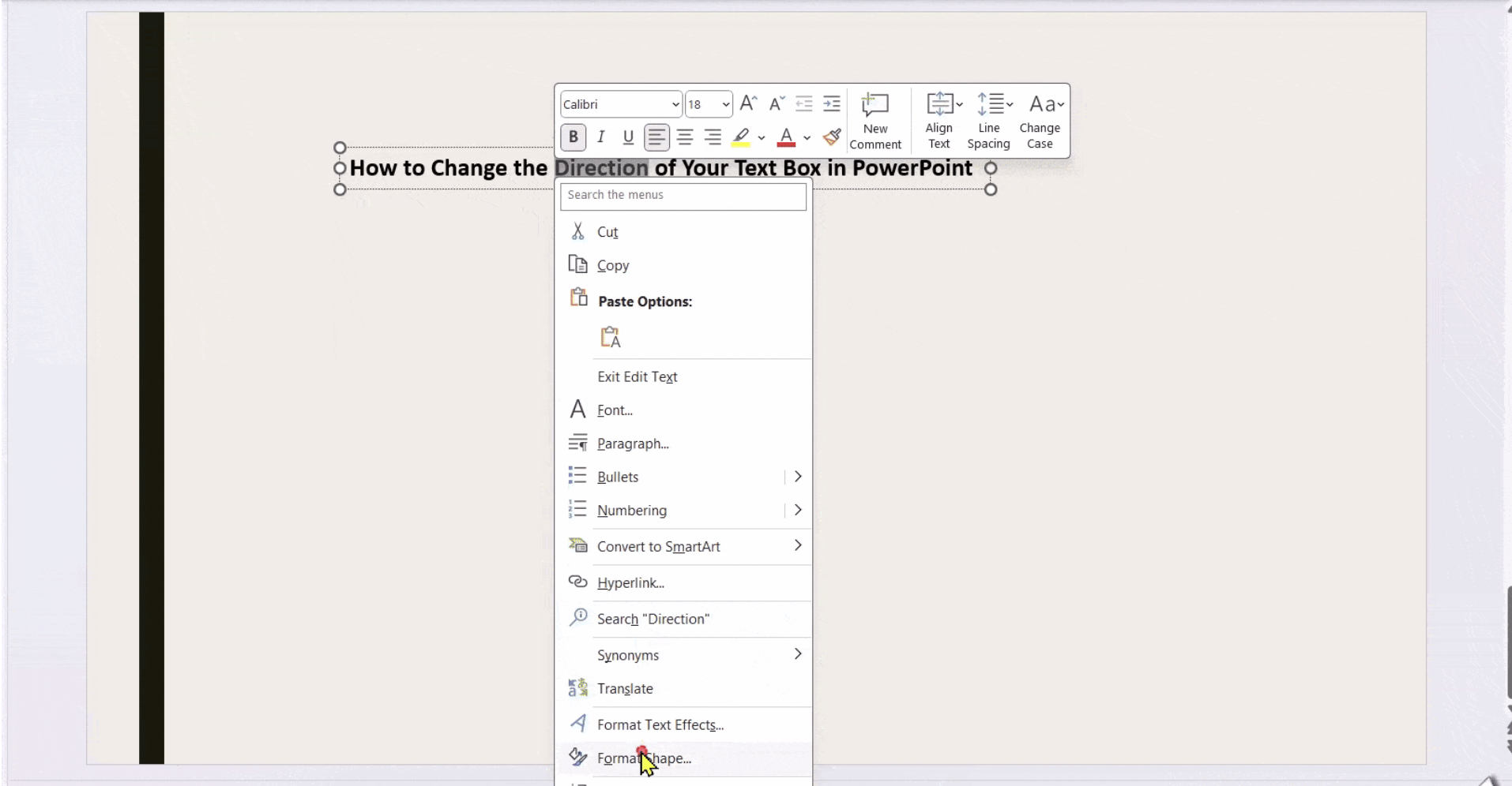 Open the Format Shape panel