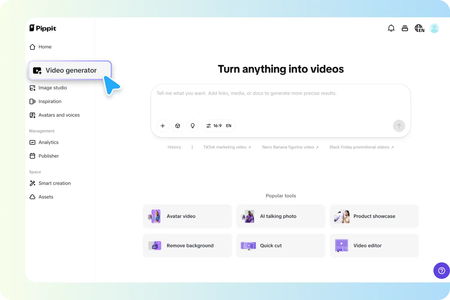 Opening the video generator