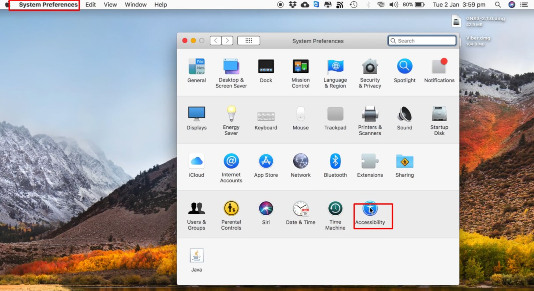 Seleccionar las preferencias del sistema para habilitar texto a voz en Mac