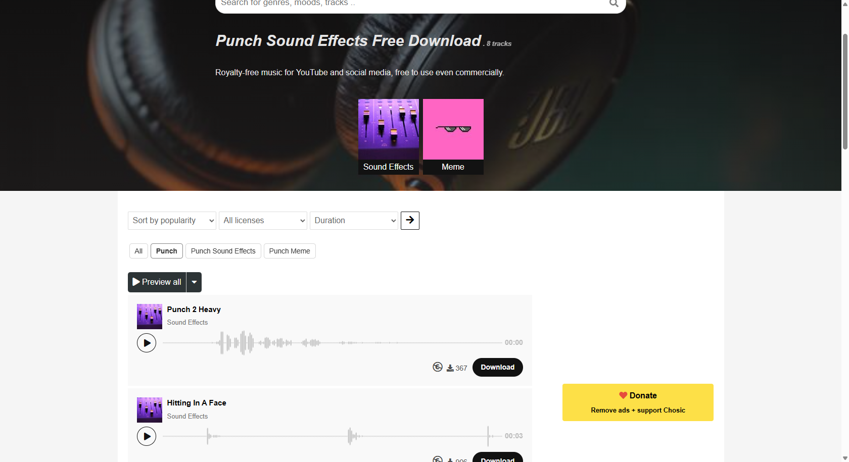 Chosic punch sound effect