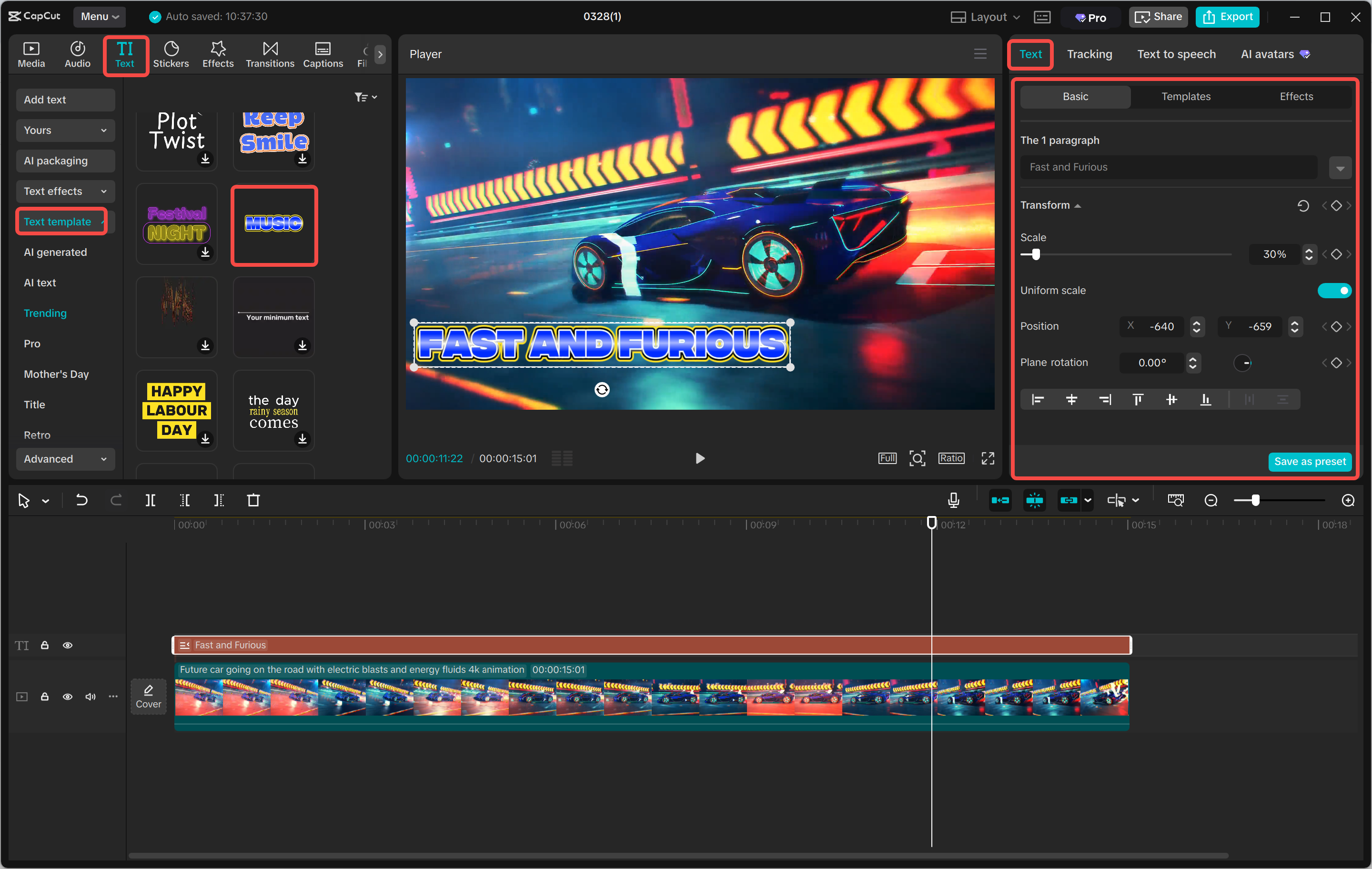 Applying a gradient effect to a text with the CapCut desktop video editor