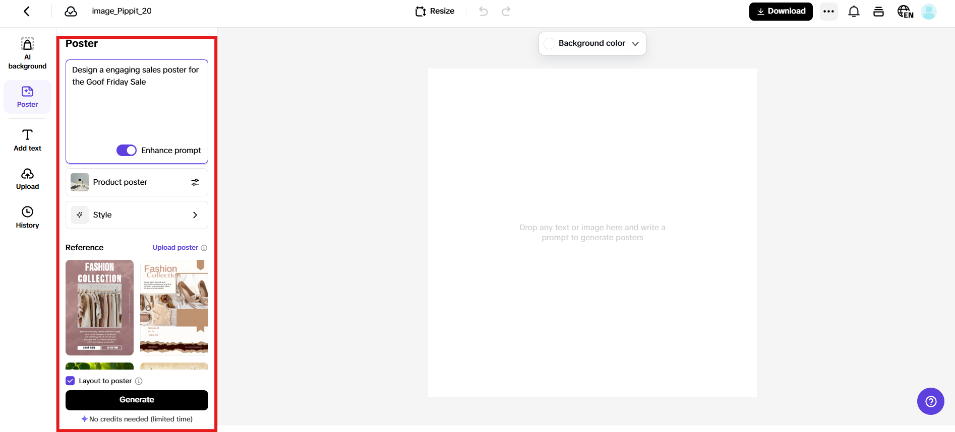 Enter the prompt and generate