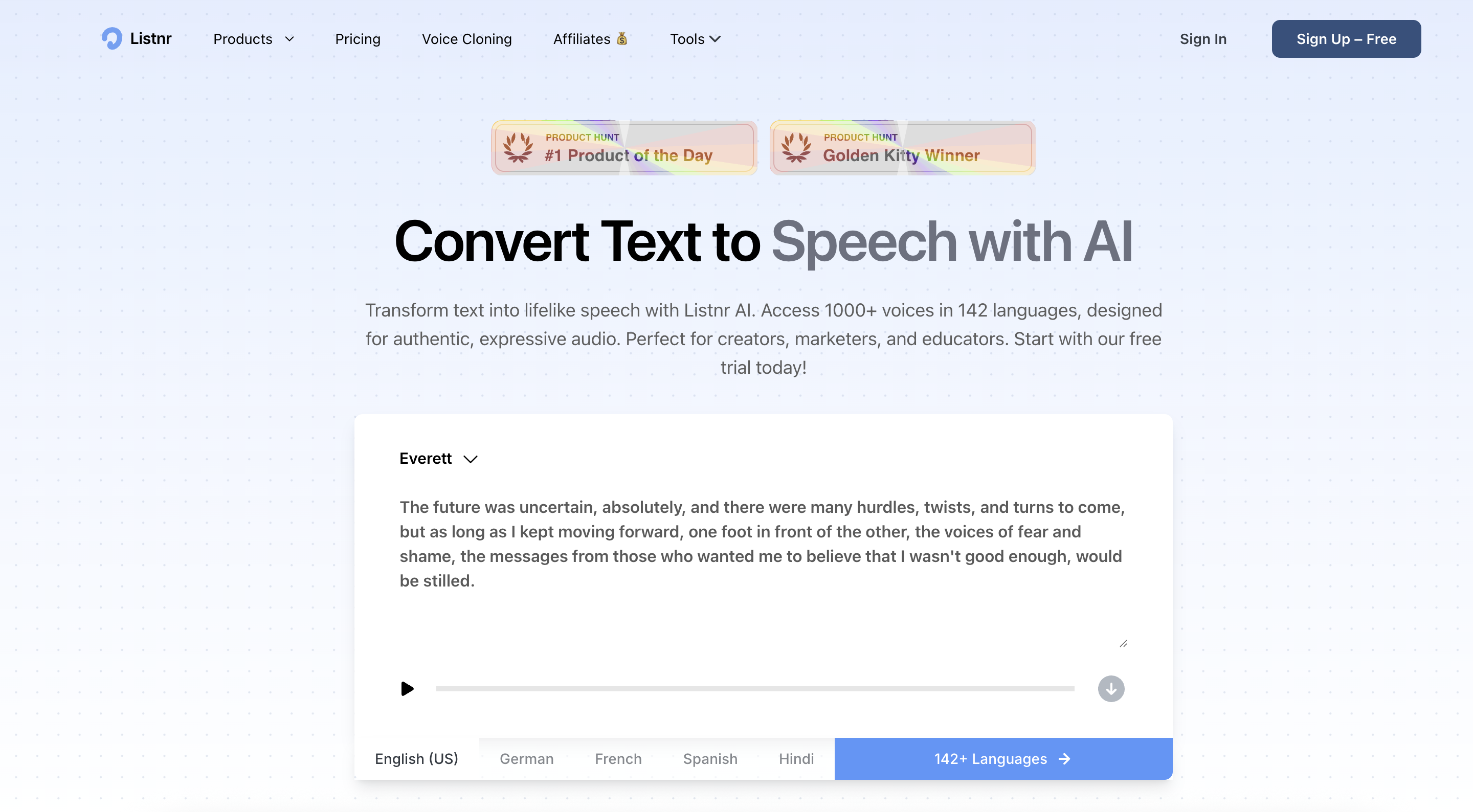 Listnr.ai AI voice changer for accents