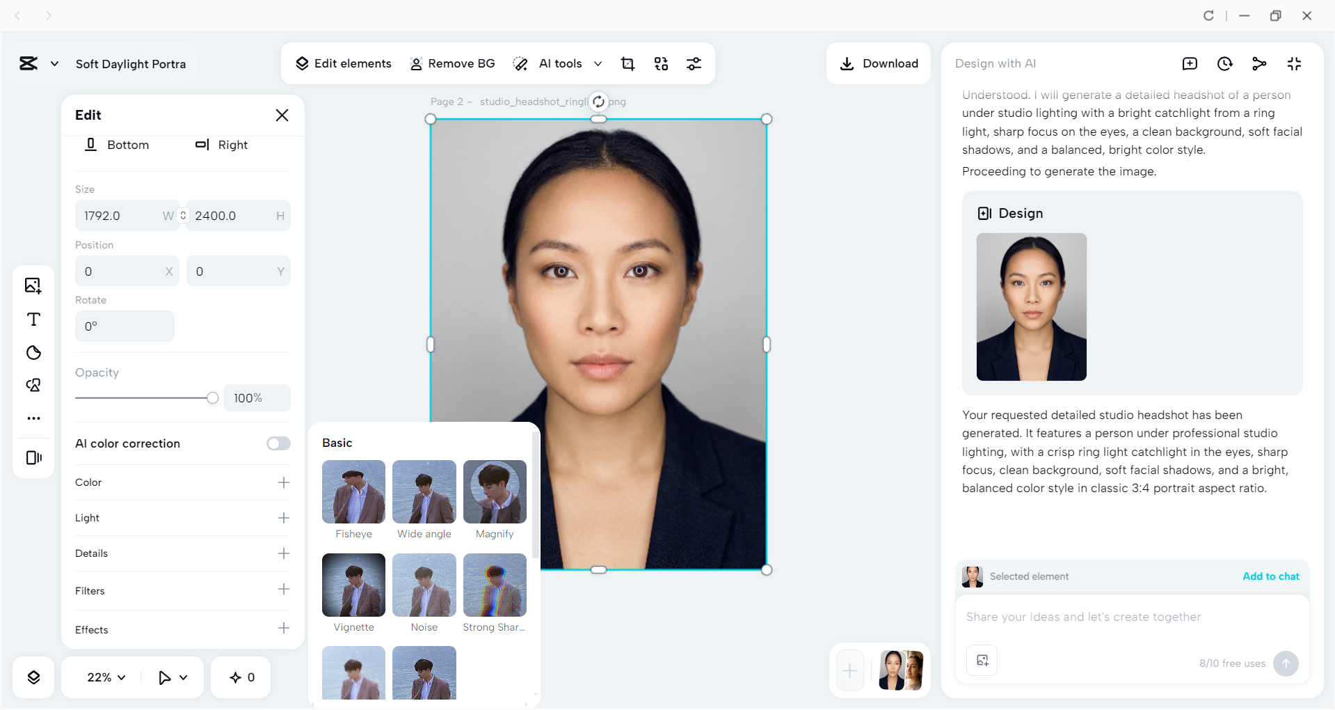 Interface of the CapCut desktop video editor - an AI tool to generate images