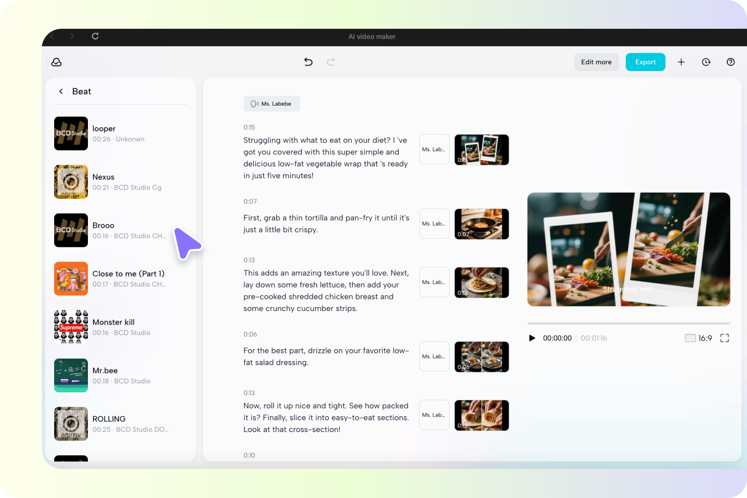 Generating the final video using CapCaut's storyboard creator