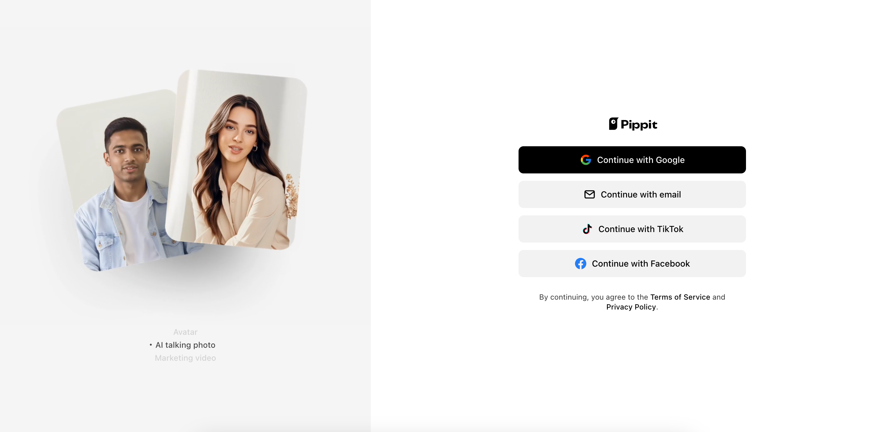 Log in to Pippit