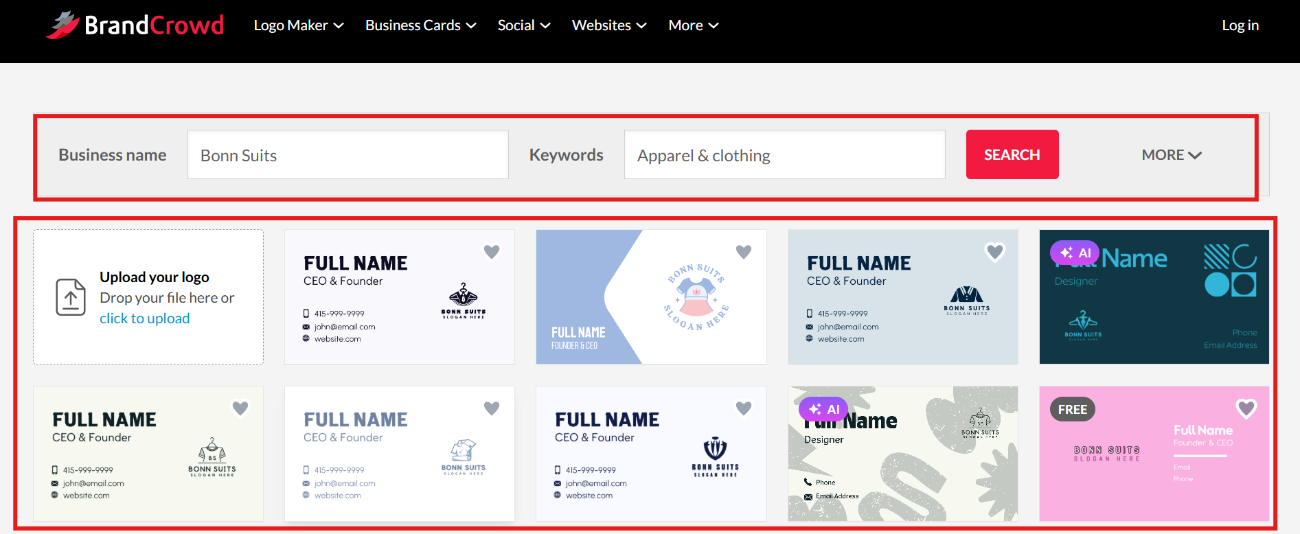 Enter your business name and browse templates