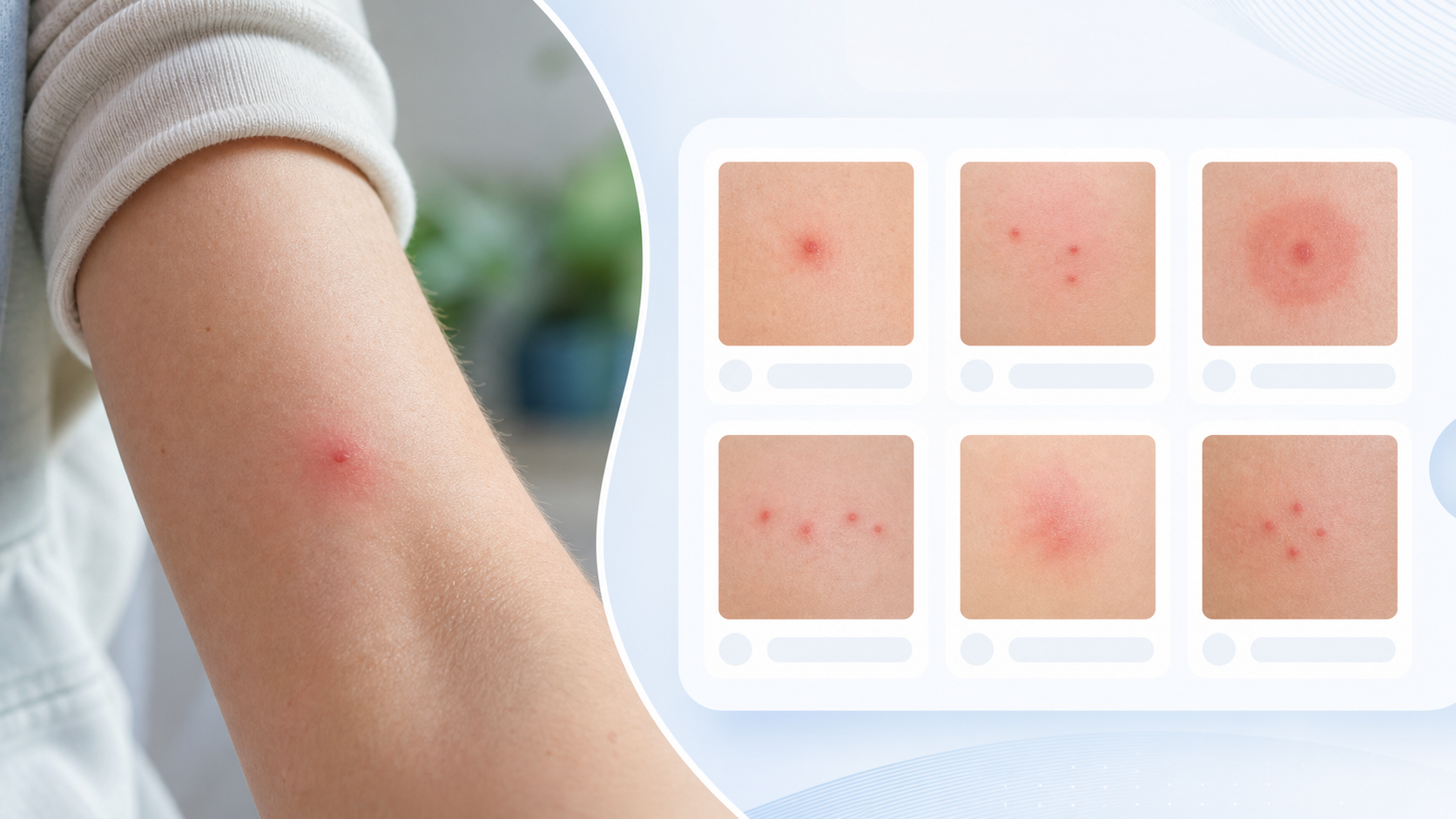 Bug bite identifier comparison visual from photo, 16:9