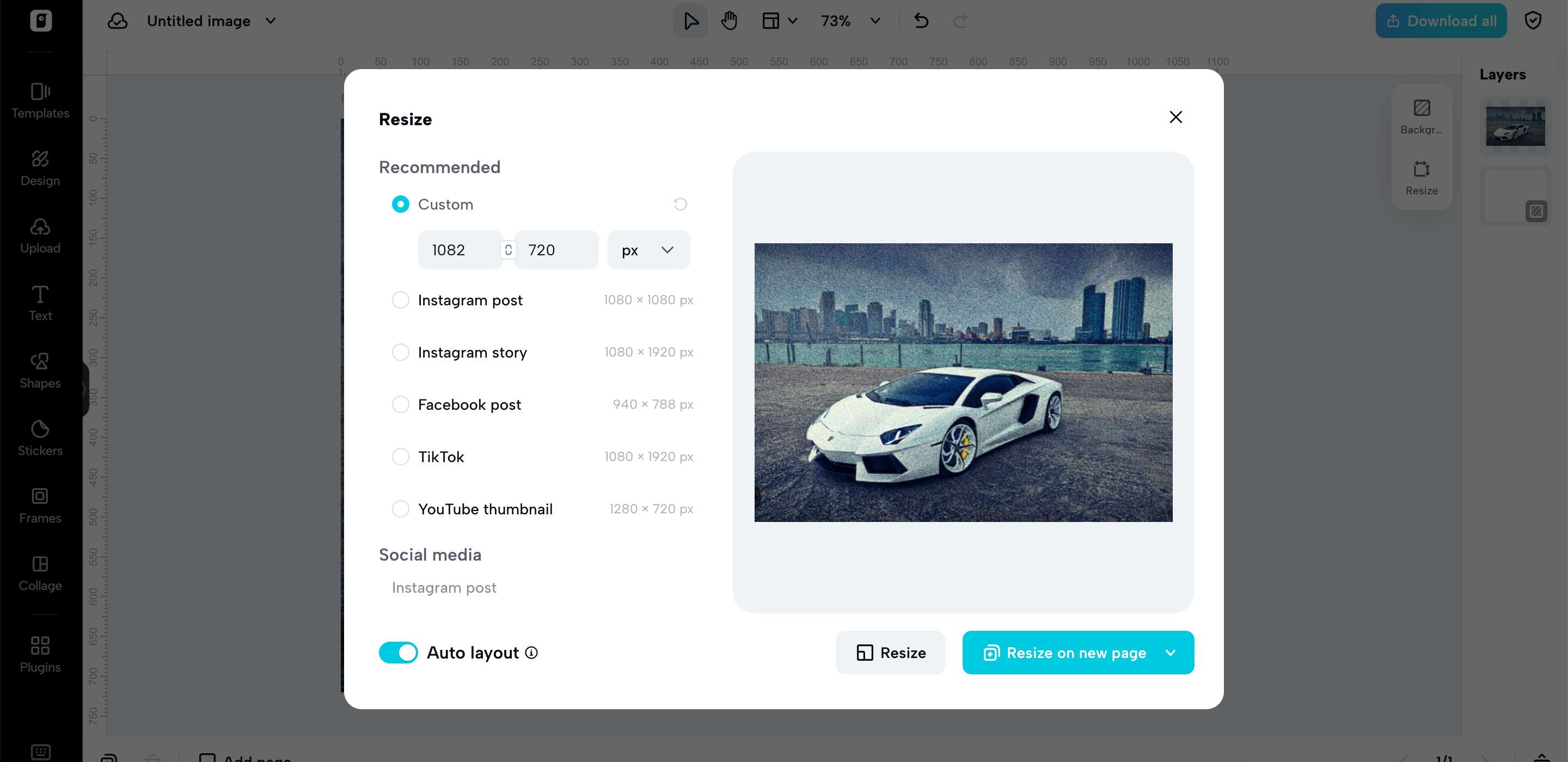 Auto resizing feature