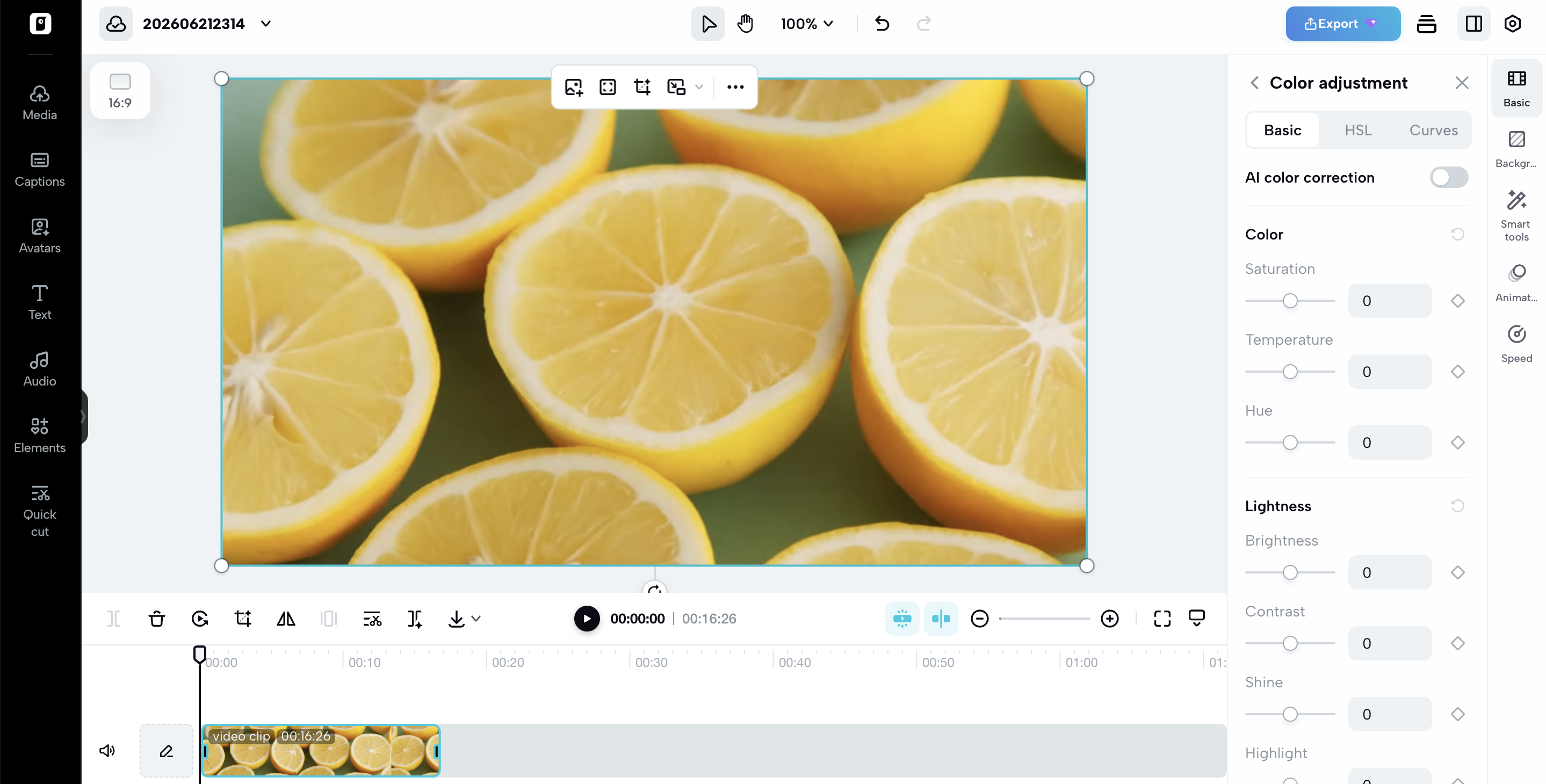 Adjust video colors