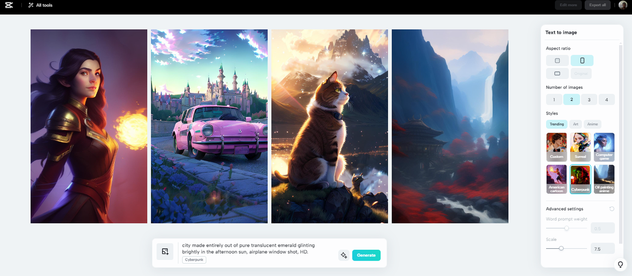 CapCut text-to-image prompt and reference workflow