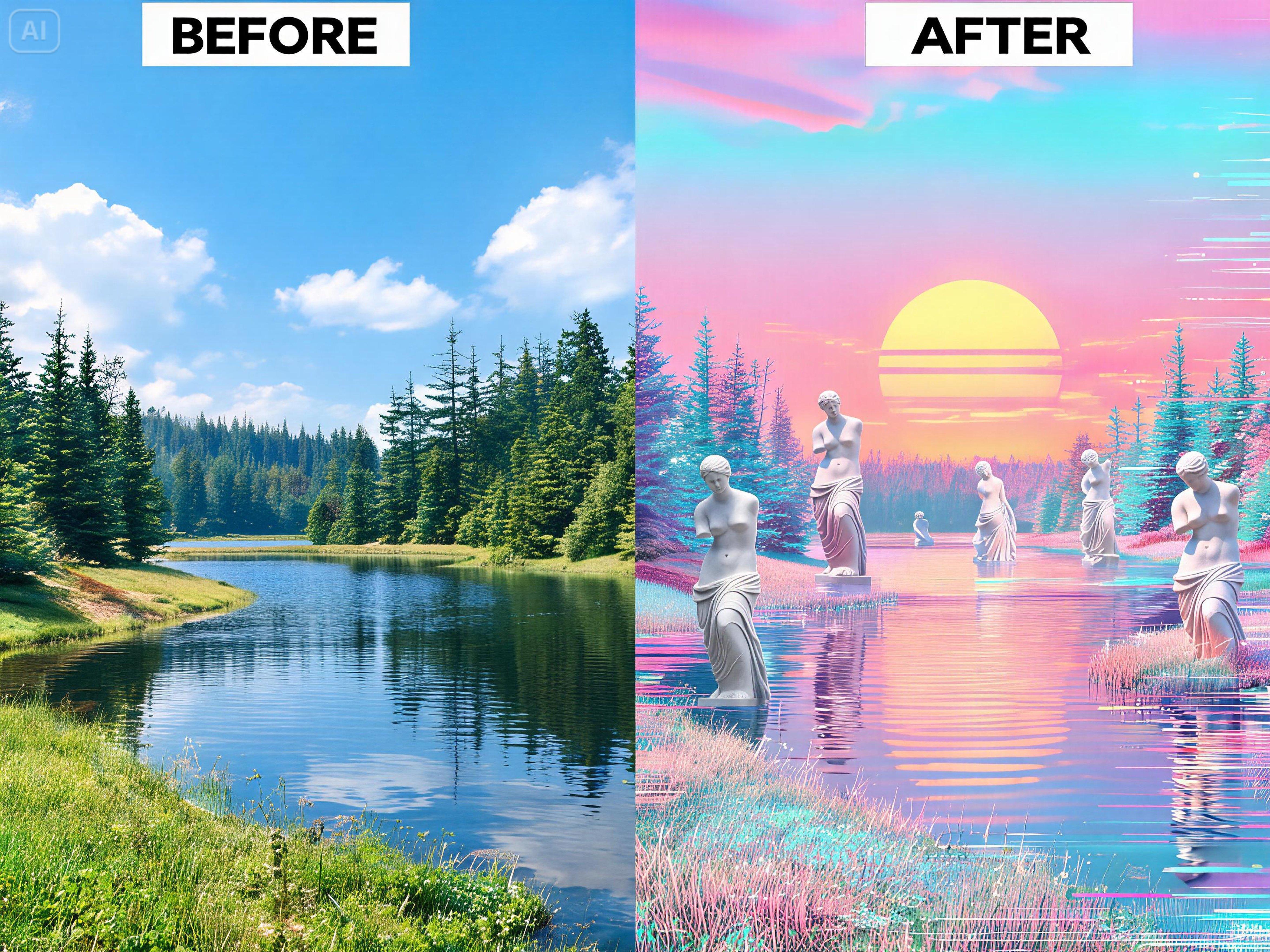 Mag-prompt para sa isang parang panaginip na vaporwave landscape scene