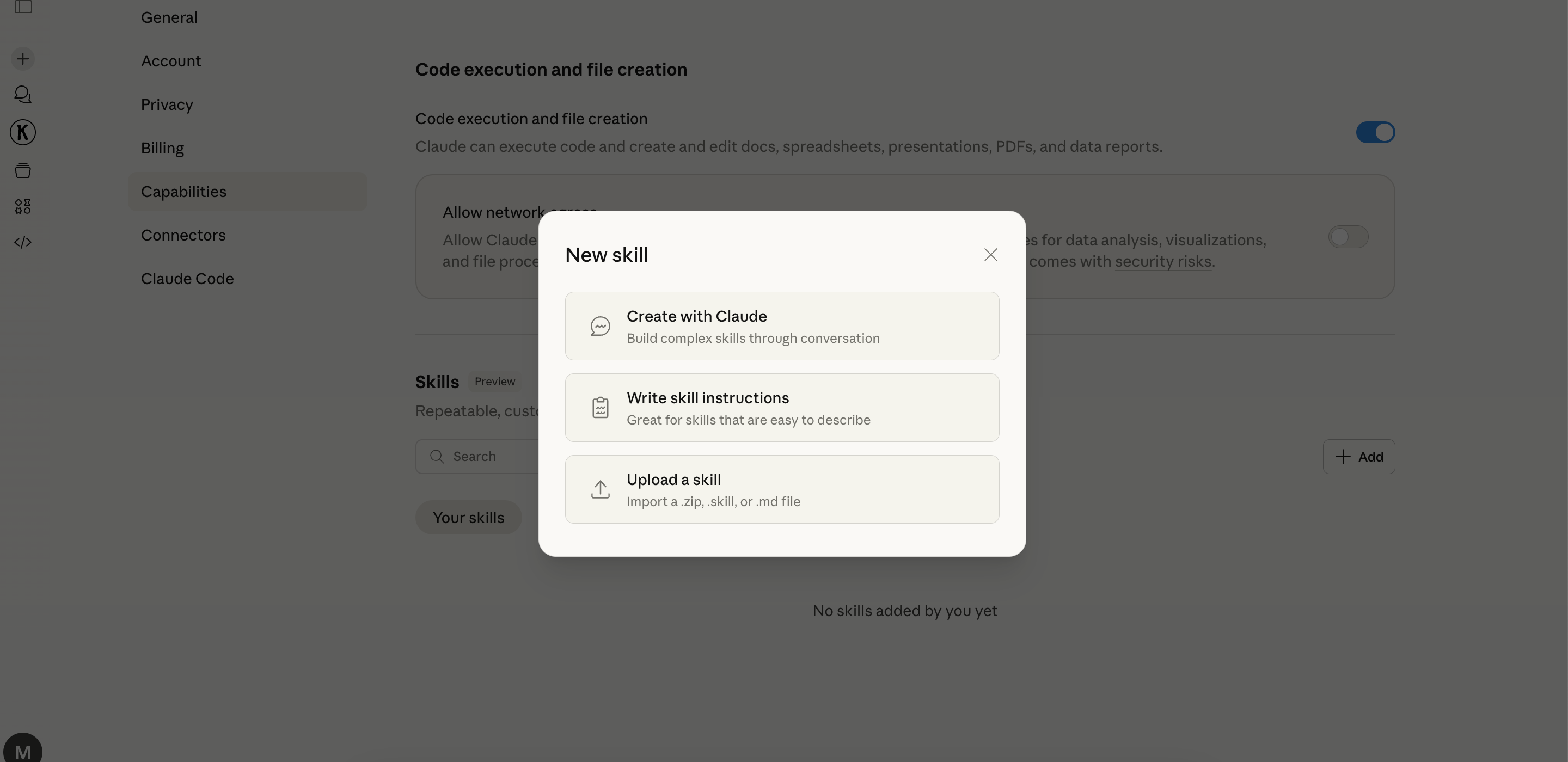 Añade tu habilidad personalizada
