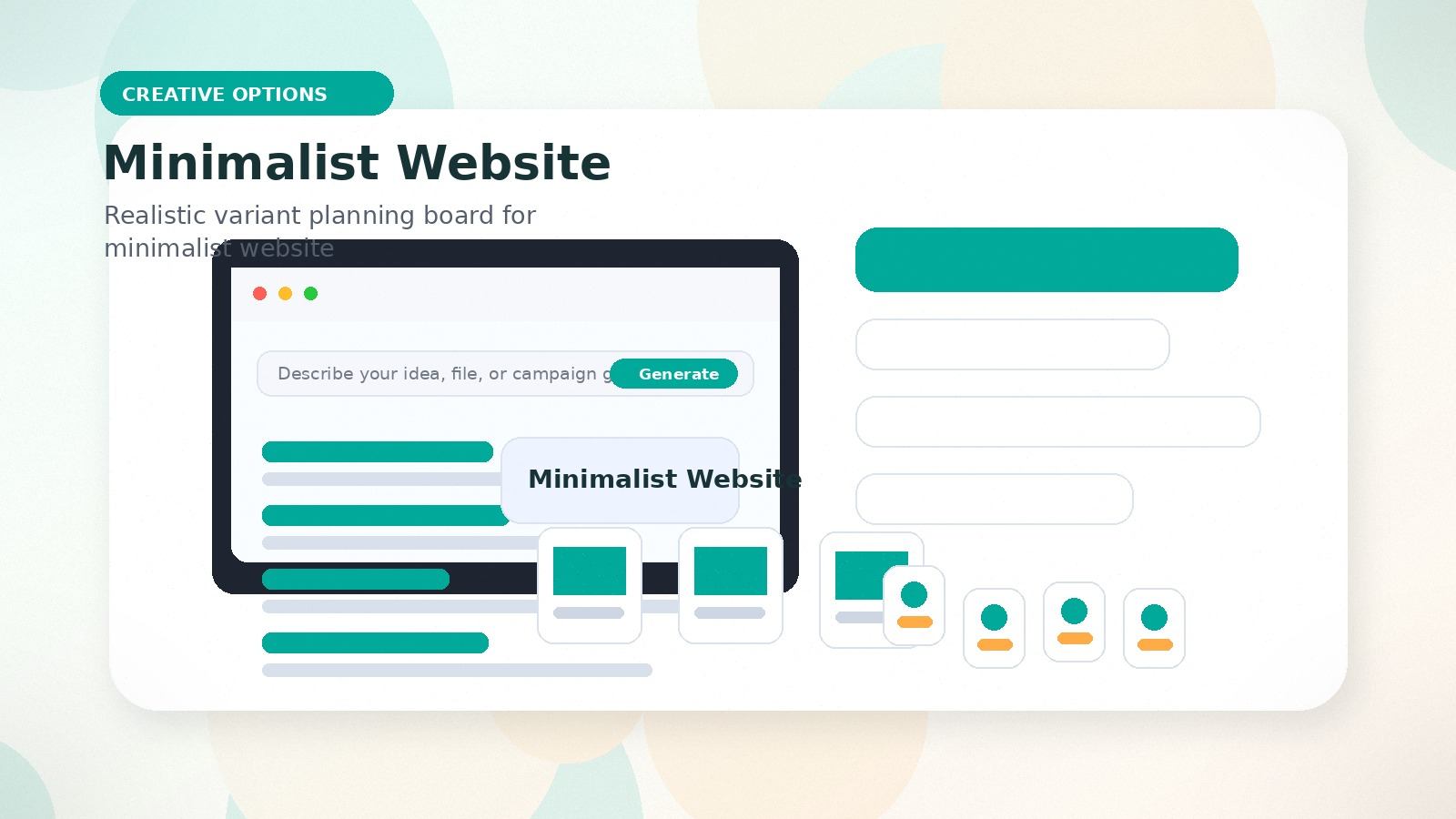 Minimalist Website realistic creative options visual for minimalist website