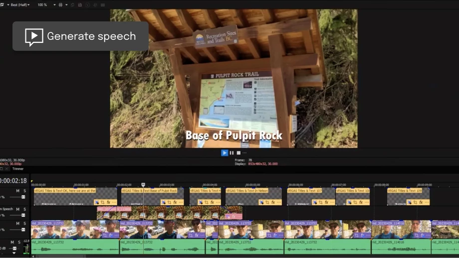 VEGAS Pro interface
