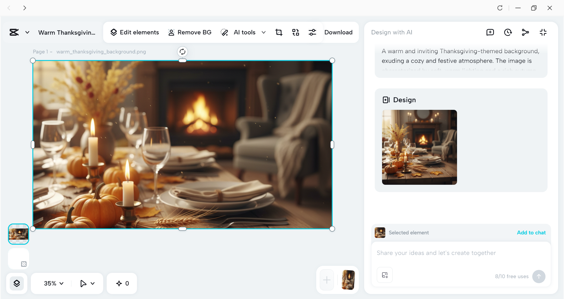 Interface of the CapCut desktop video editor - the best tool to make desktop backgrounds for Thanksgiving