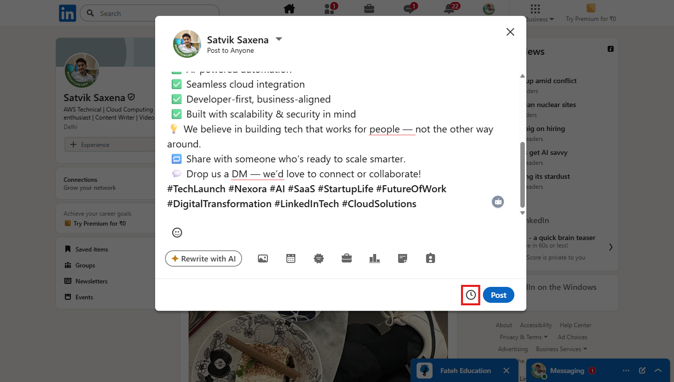 Click the clock icon