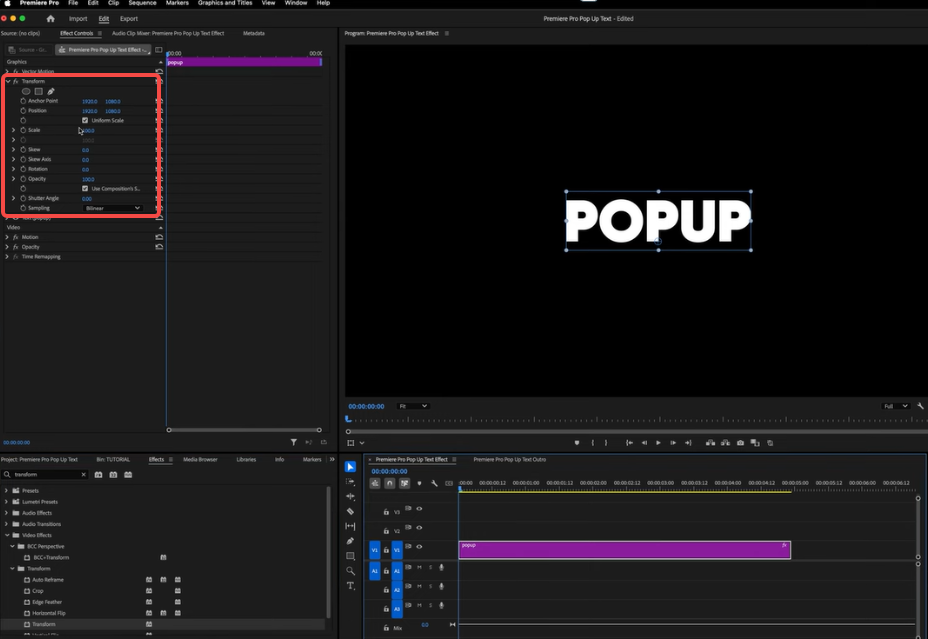 Apply the transform effect