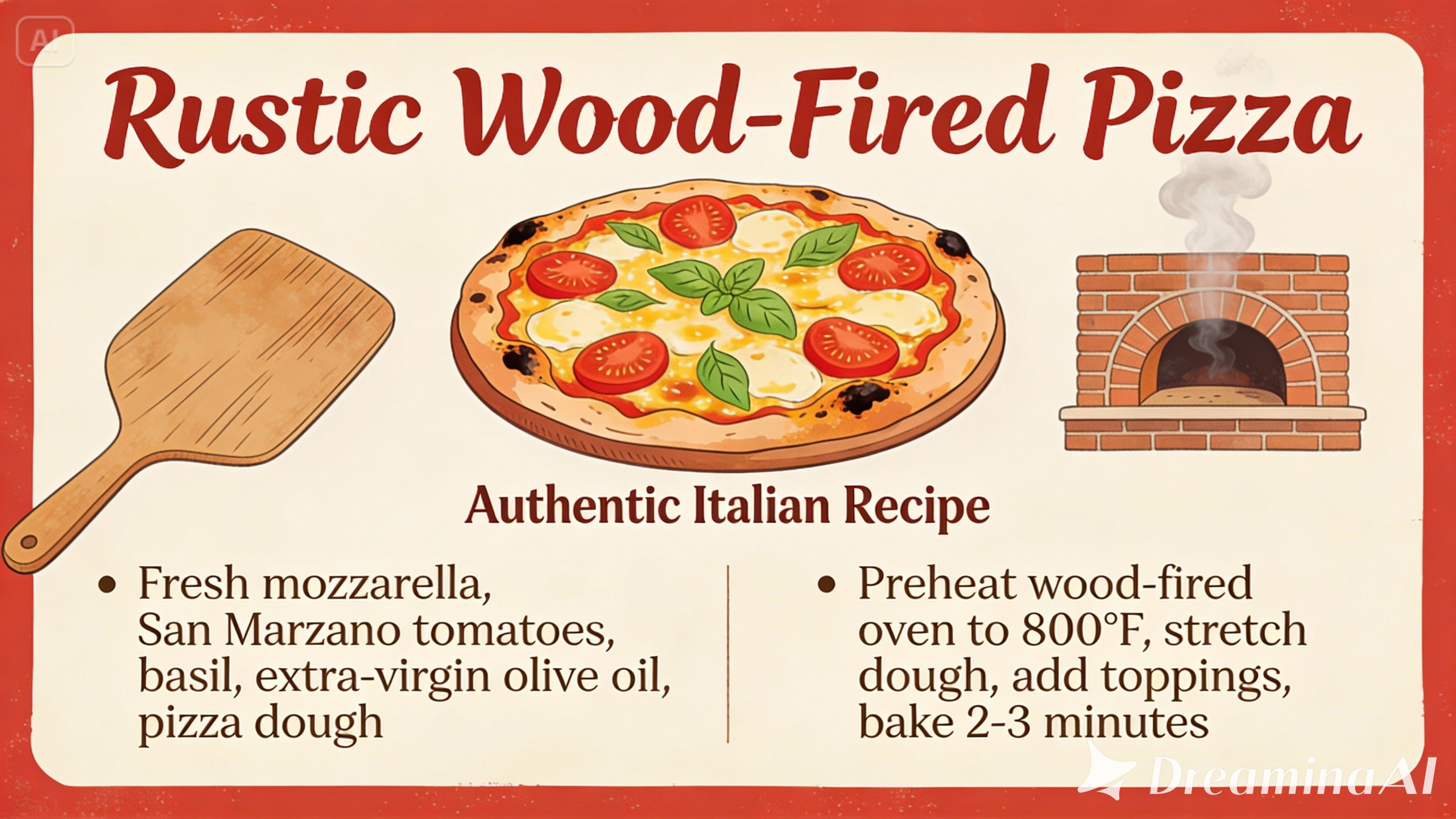 Card ng recipe ng pizza