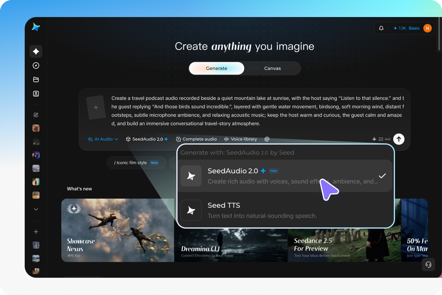 Customize your voice and generate