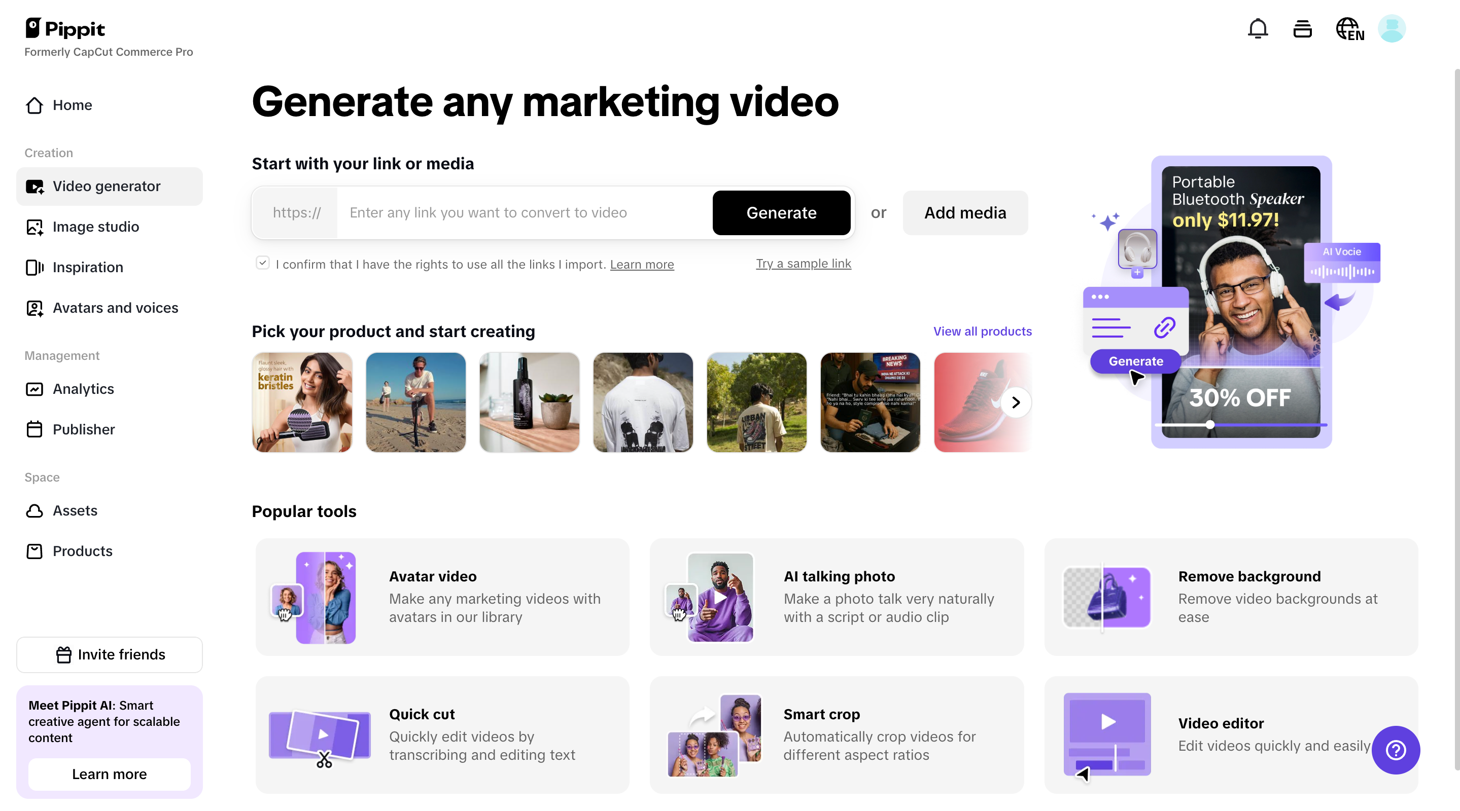 Navigate to the Video generator