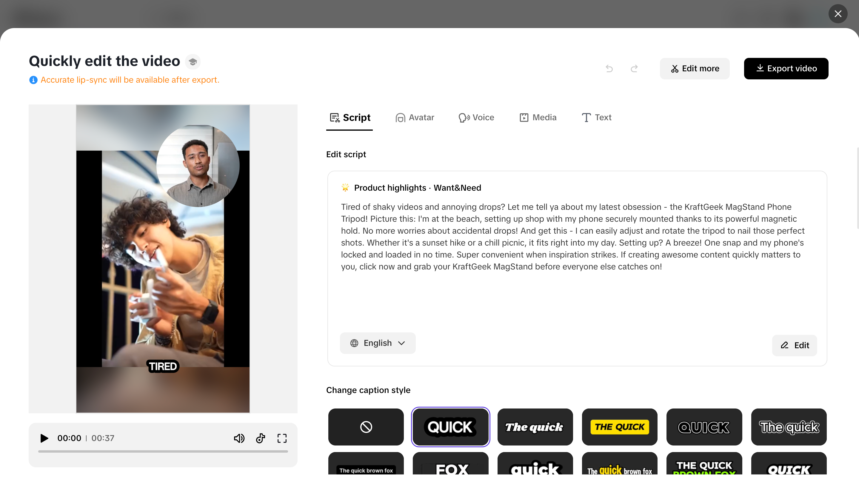 editing videos in Pippit