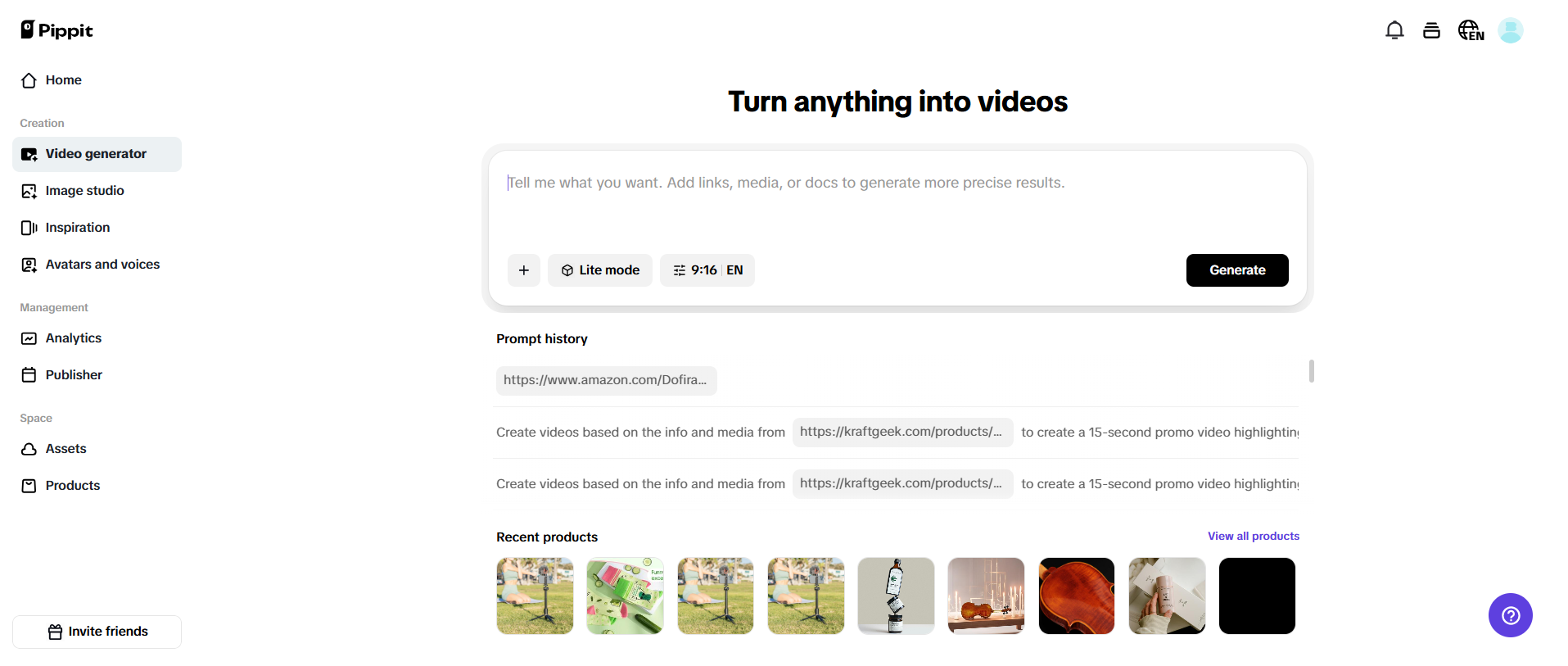 Create video from prompt
