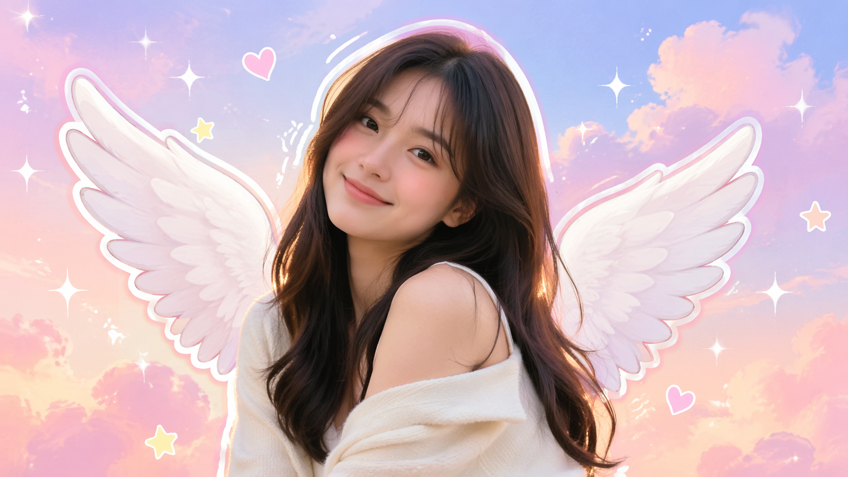 Dreamina add angel wings to photos prompt example 3: Pastel garden angel