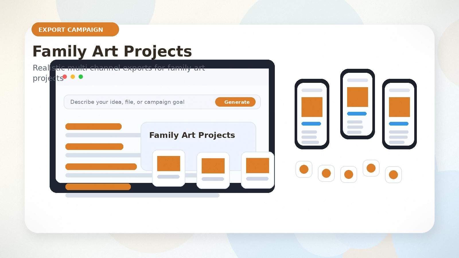 Family Art Projects realistic export campaign visual for family art projects
