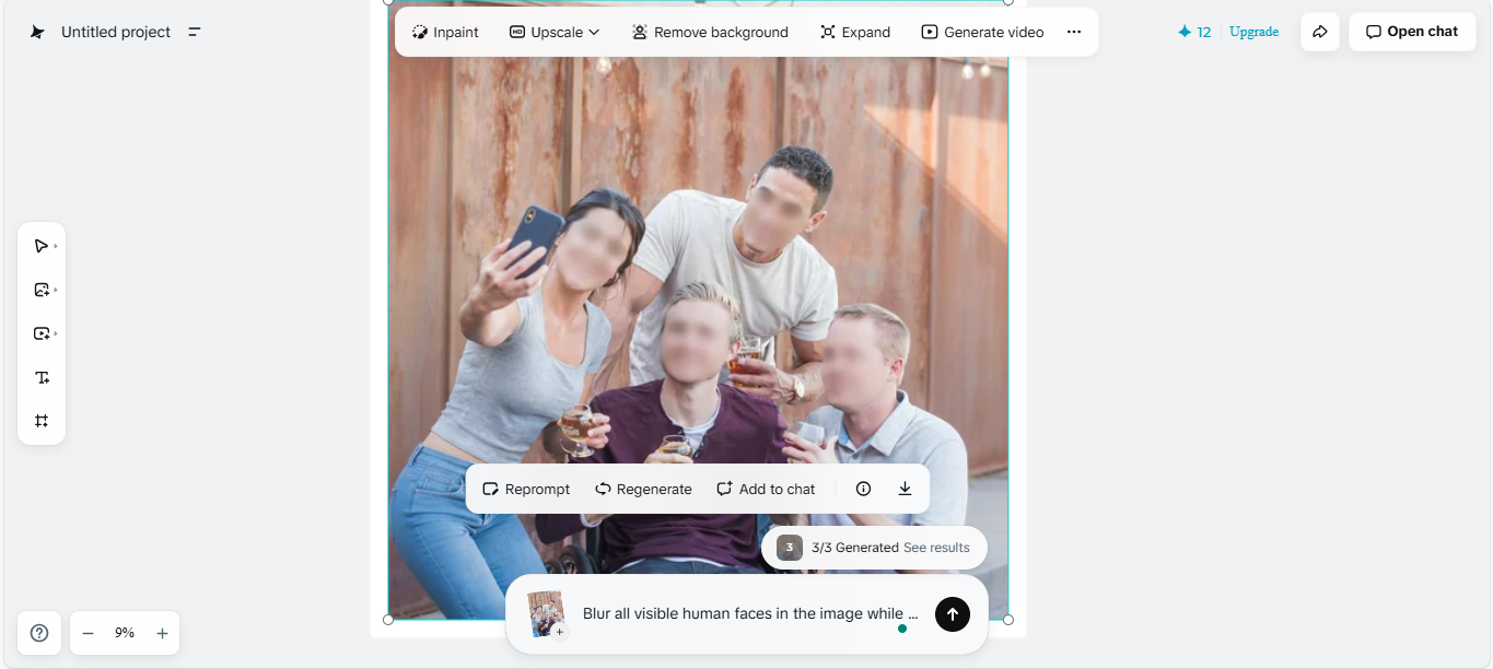 Image showing blurred faces in Dreamina