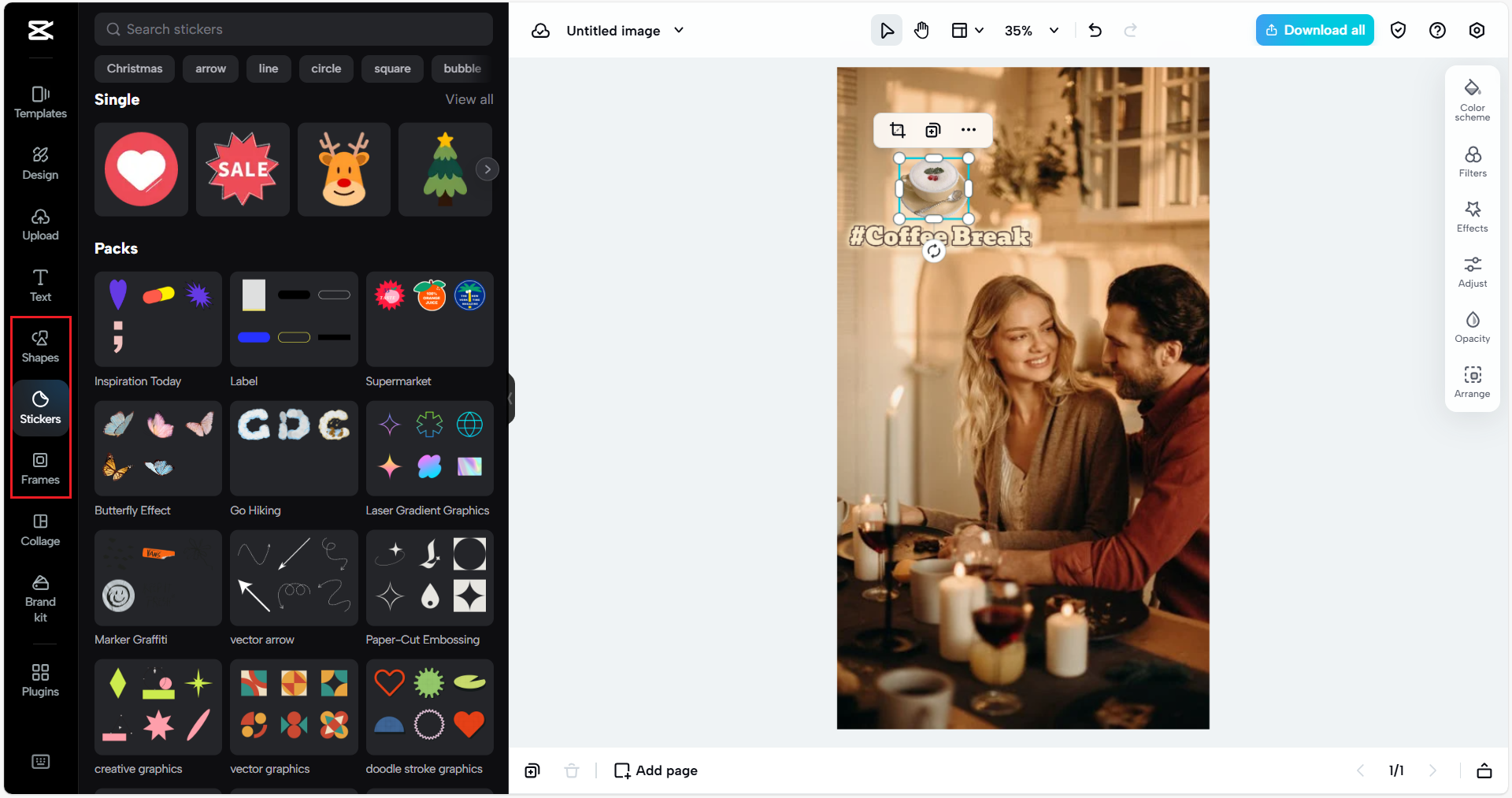 Use stickers, shapes, frames to enhance your post