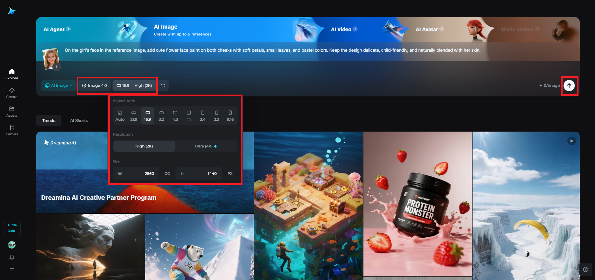 Select the settings and generate