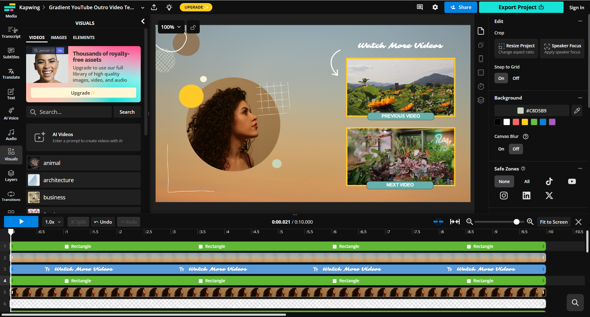 Kapwing video generation interface