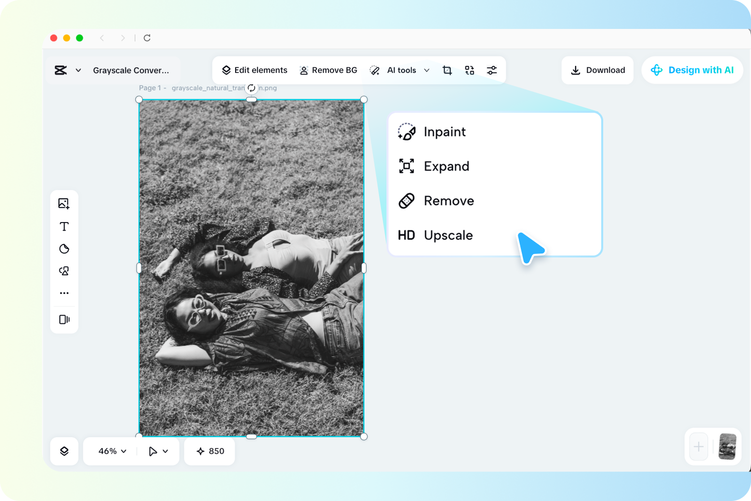 Fine-tuning a grayscale image with CapCut's grayscale image converter