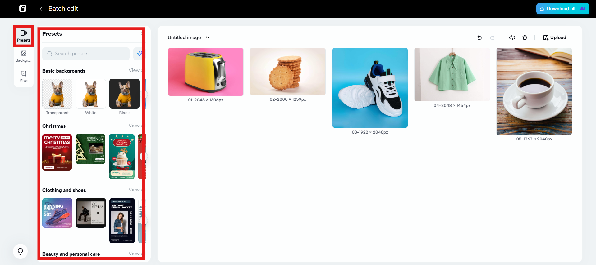 Choose from presets