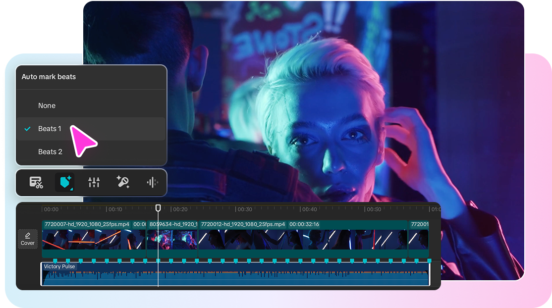 Automatic beat sync with AI music