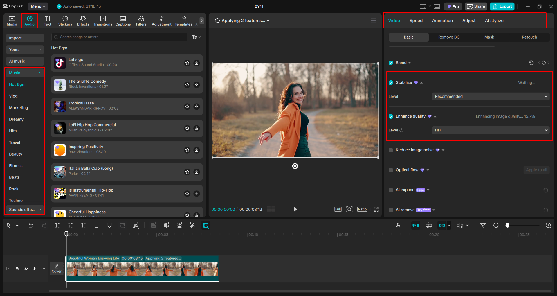 CapCut masaüstü video editörü ile videoyu geliştirme