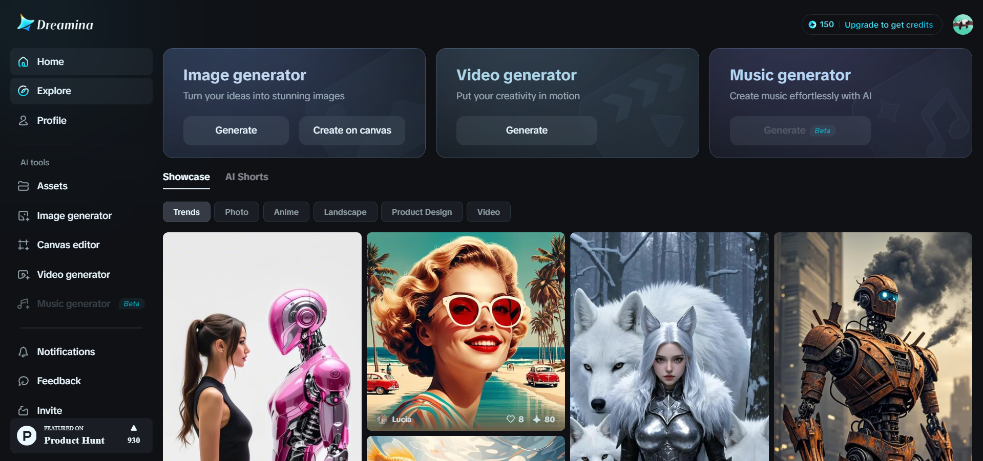 Dreamina homepage