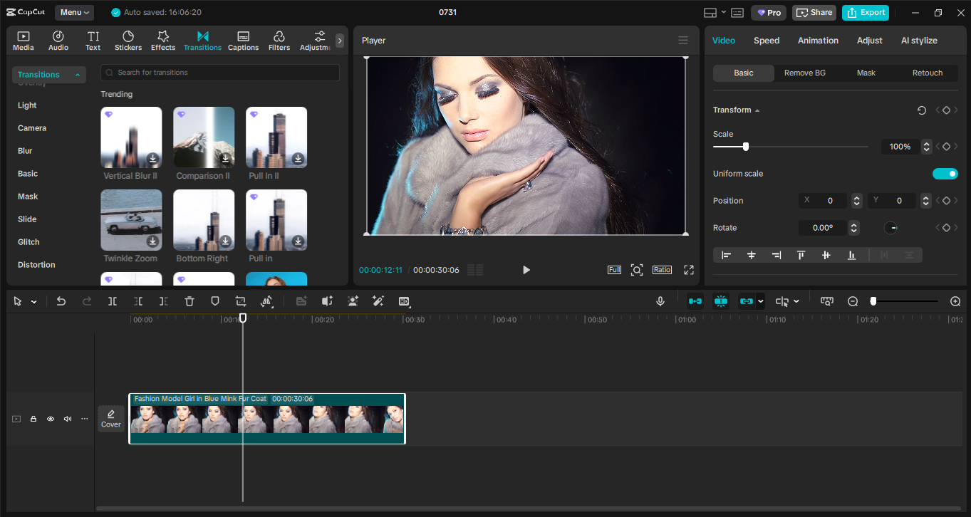 Schnittstelle CapCut Desktop-Video-Editor - ein fortschrittlicher Foto-zu-Video-Konverter