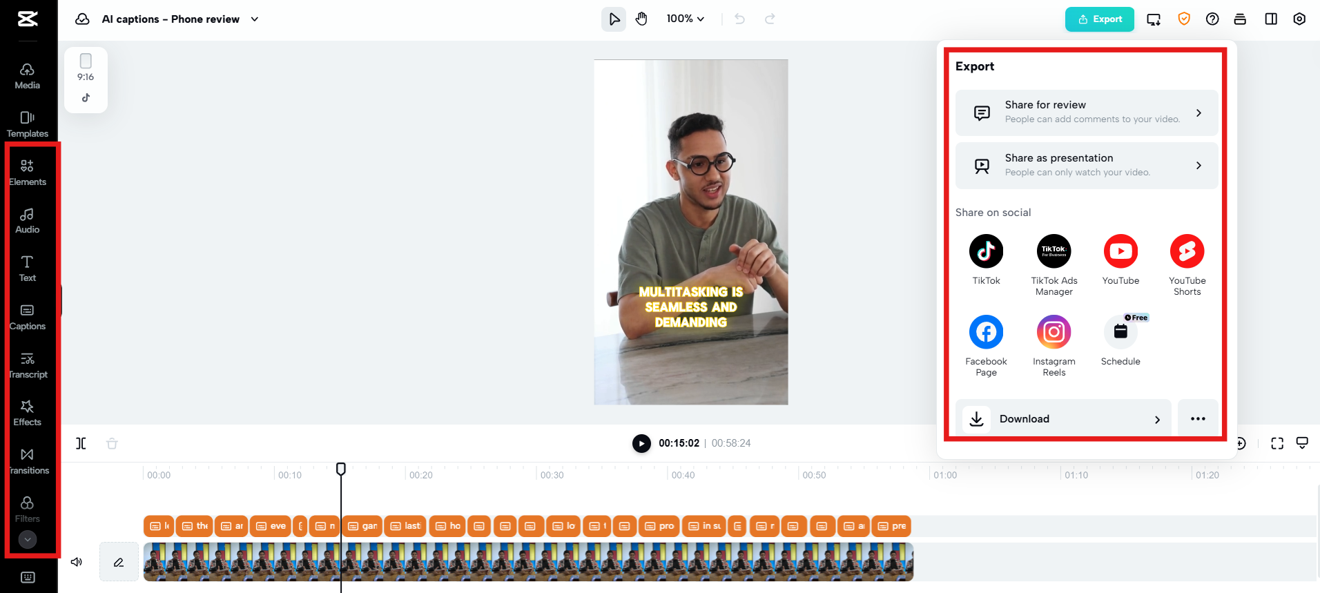 Videó exportálása vagy továbbfejlesztése