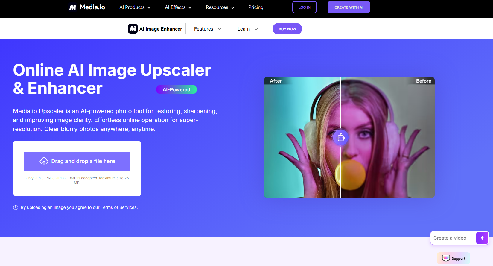 Media.io image AI upscale online
